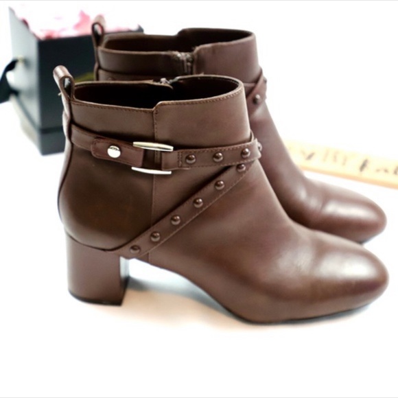 Alex Marie Brown Leather Heeled Booties - Picture 4 of 8